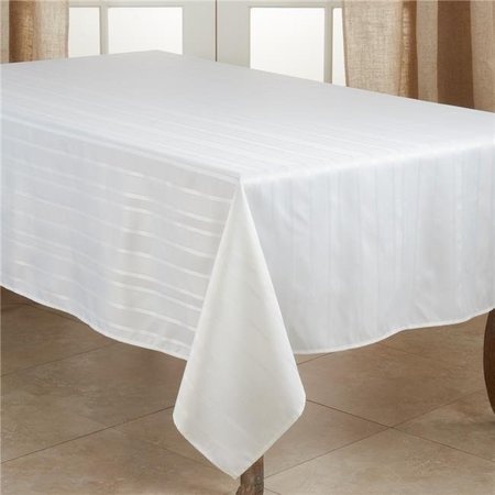 SARO LIFESTYLE SARO 6223.W65140B 65 x 140 in. Oblong Jacquard Tablecloth with White Stripe Design 6223.W65140B
